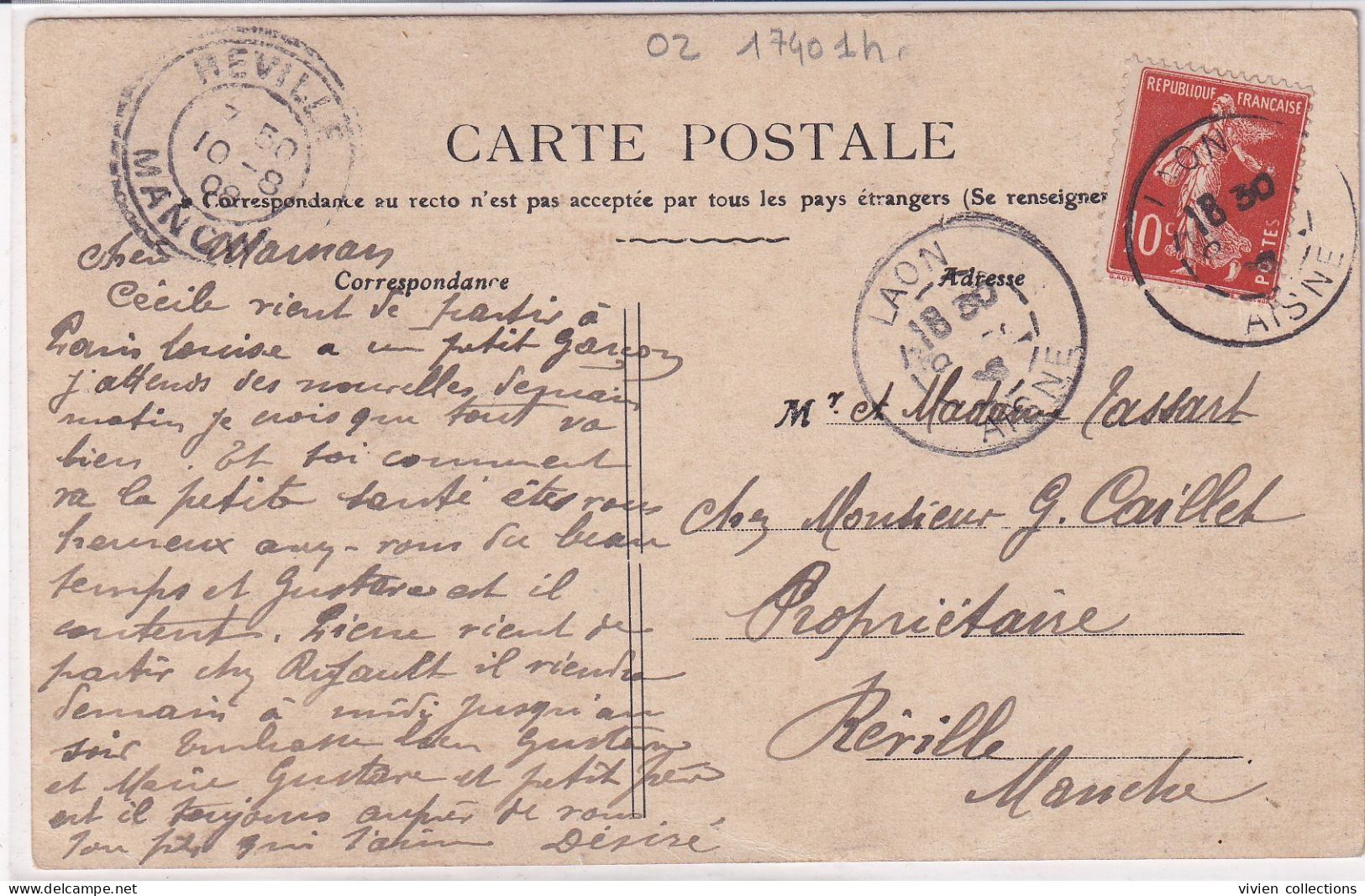 Laon (02 Aisne) Devanture La Maison Tassart 1 Et 3 Place Saint Julien (éditeur De La Carte Et De Cartes) Circulée 1908 - Laon