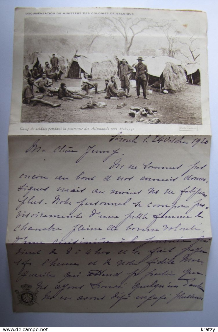 BELGIQUE - Carte Lettre - Camp De Soldats à La Poursuite Des Allemands Vers Mahenge - Autres & Non Classés