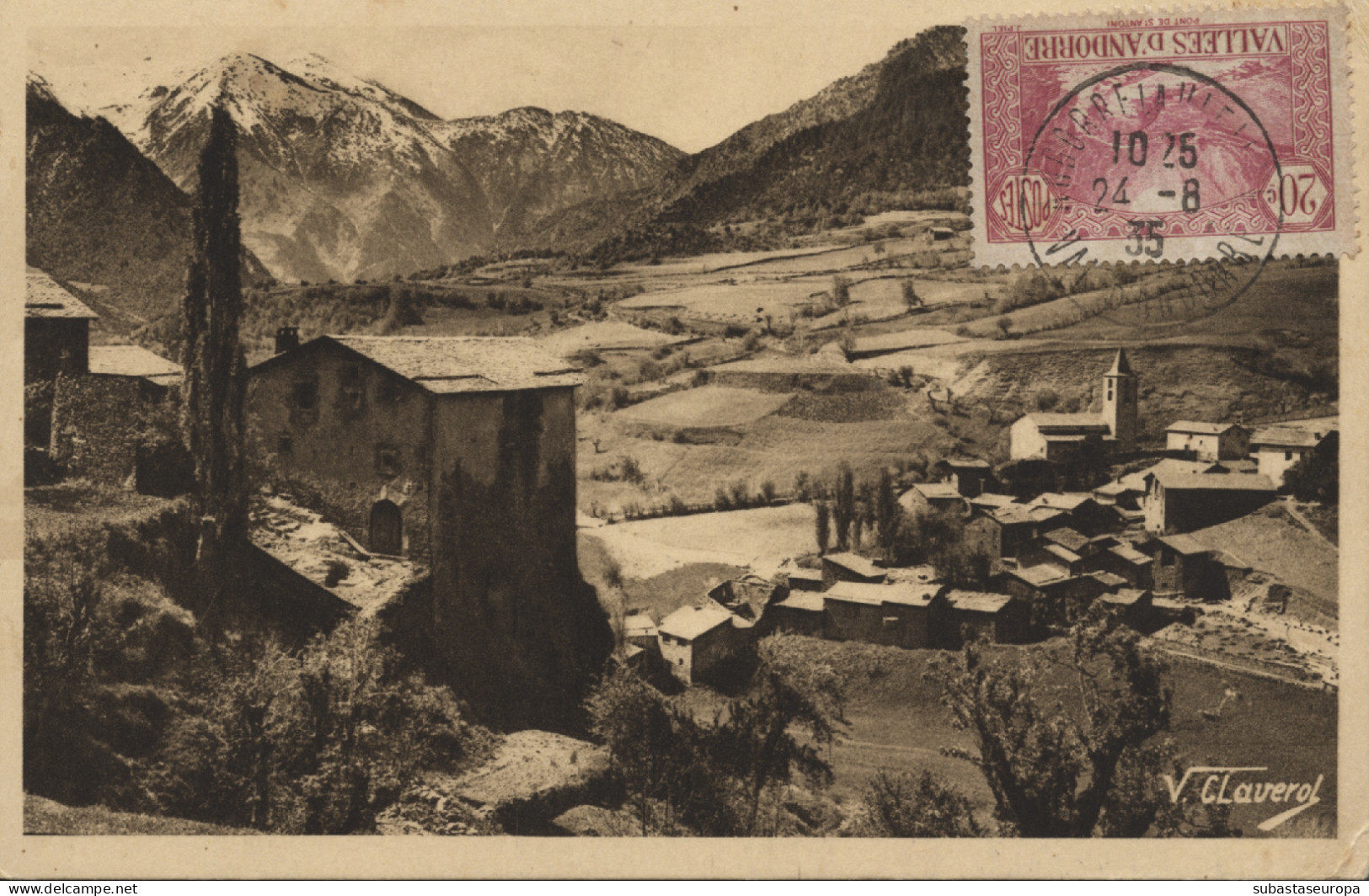 1935. Ø 30 En Tarjeta Postal Circulada De Andorra La Vella A Béziers (Francia). Preciosa Y Rara. - Briefe U. Dokumente