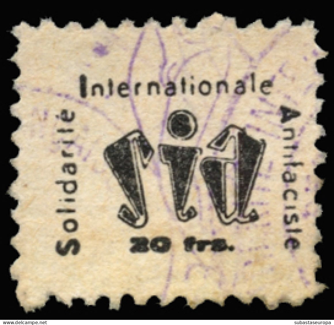 Francia. SIA. 20 Francos. Color Azul. - Spanish Civil War Labels