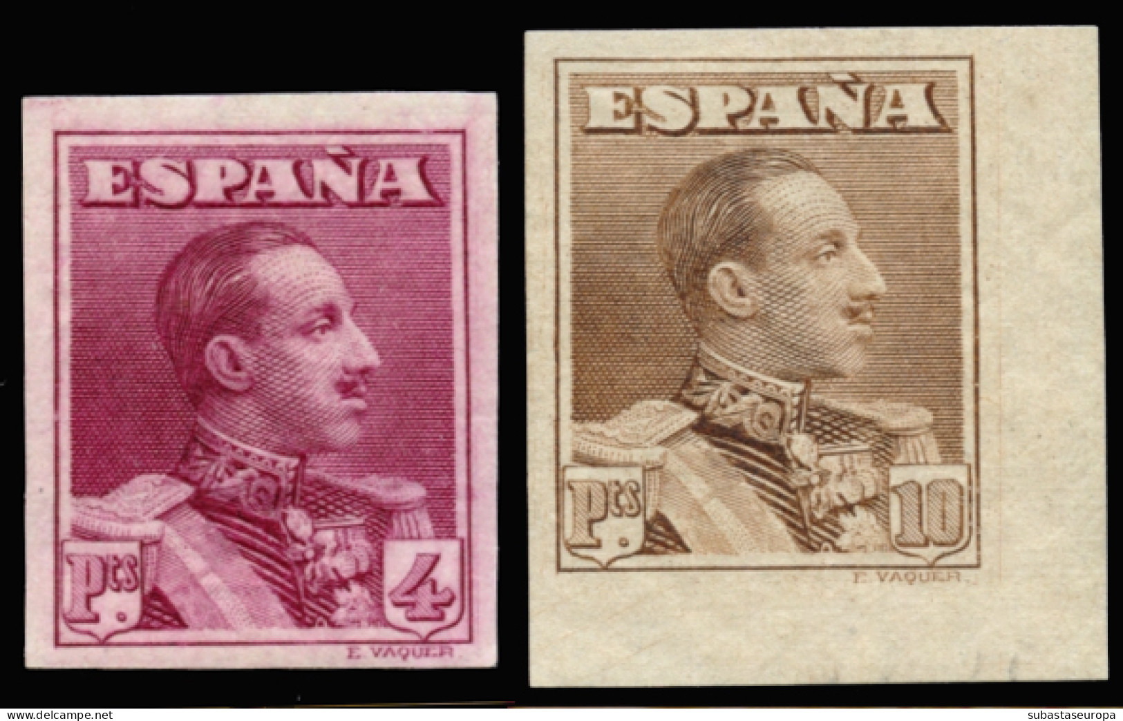 * 322 Y 323. Vaquer. 4 Y 10 Ptas. Sin Dentar. El Segundo Esquina De Pliego. Cat. 271 €. - Unused Stamps