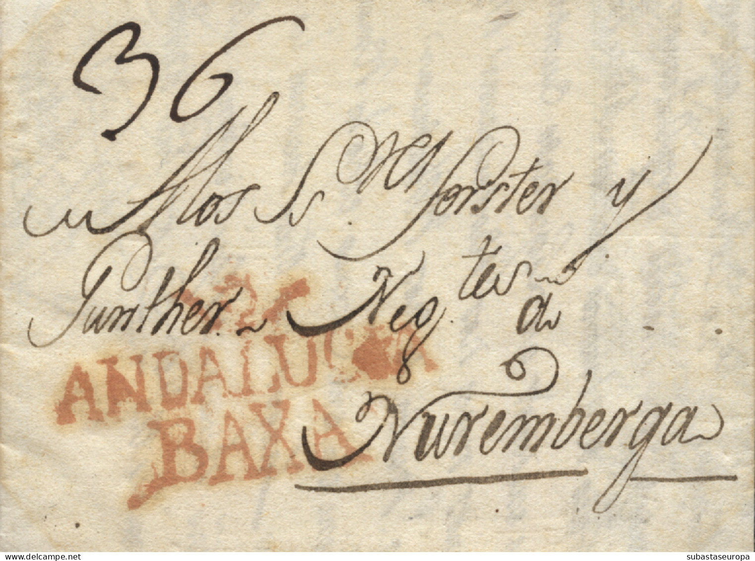 D.P. 25. 1785 (29 NOV). Carta De Granada A Alemania. Raro Destino. Marca Nº 4R. Lujo. - ...-1850 Prephilately