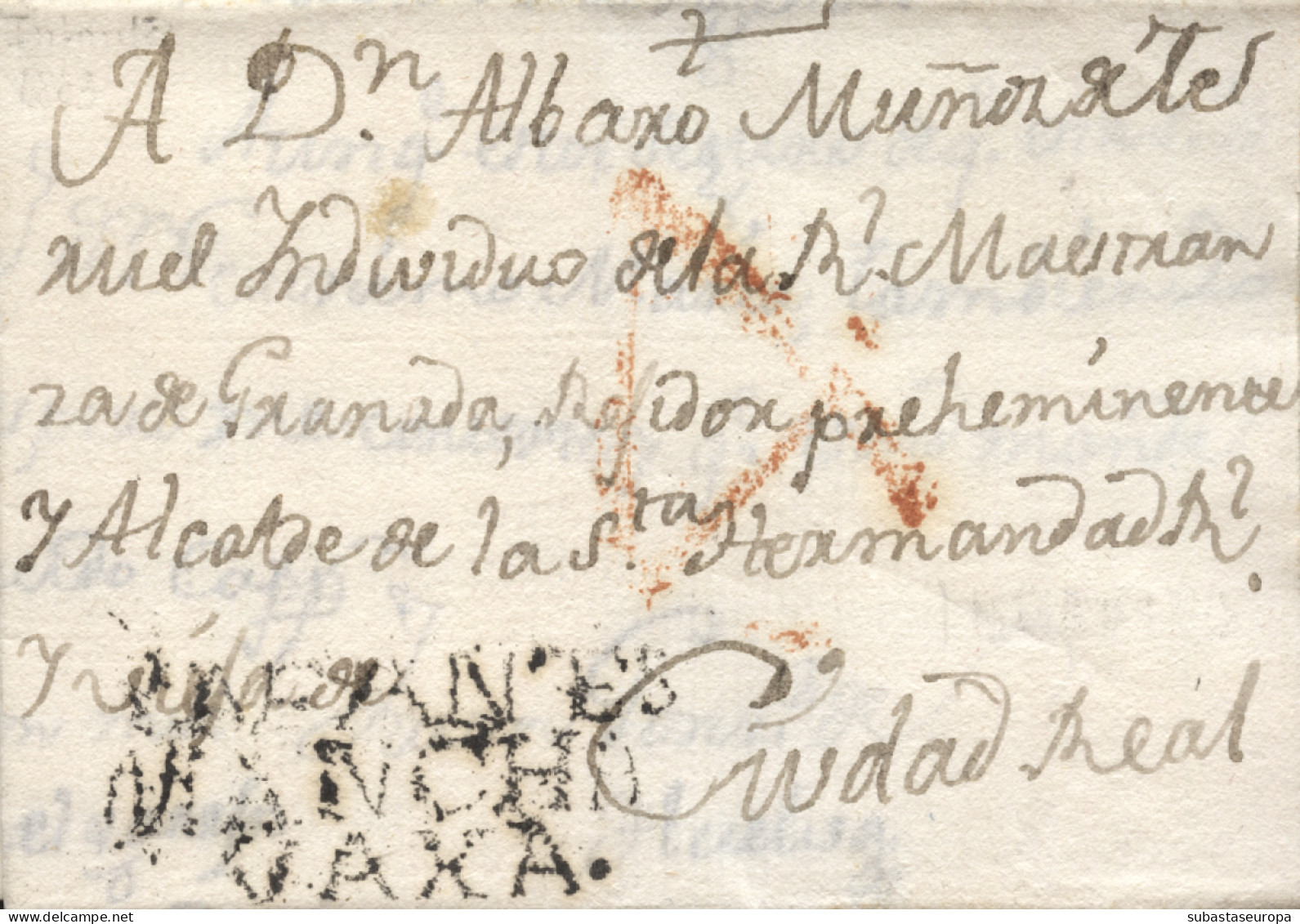 D.P. 23. 1803 (8 OCT). Carta De Infantes A Ciudad Real. Marca Nº 1N. Rara. - ...-1850 Vorphilatelie