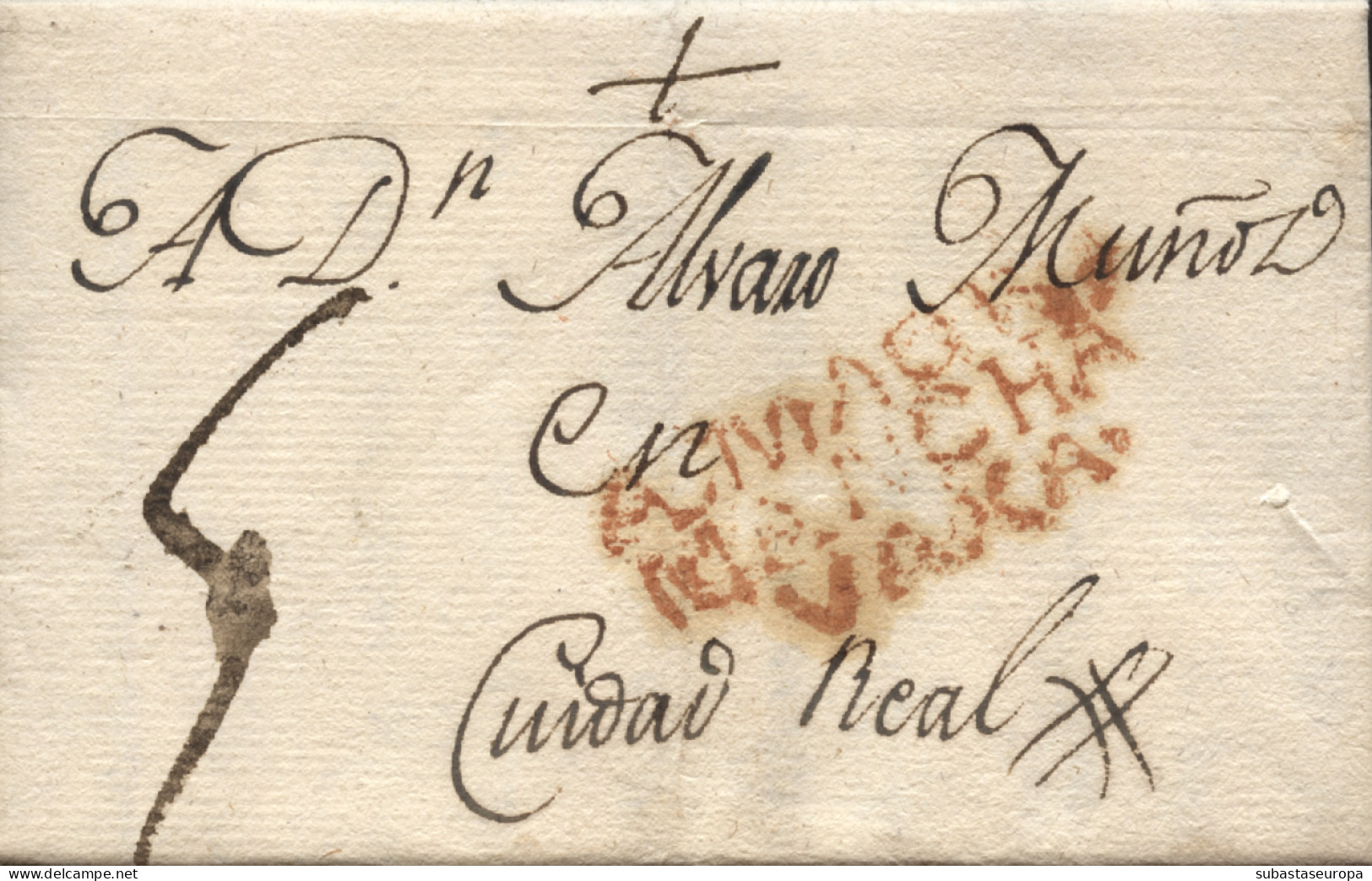 D.P. 23. 1805 (19 ENE). Carta De Almagro A Ciudad Real. Marca Nº 2R. Bonita. - ...-1850 Préphilatélie