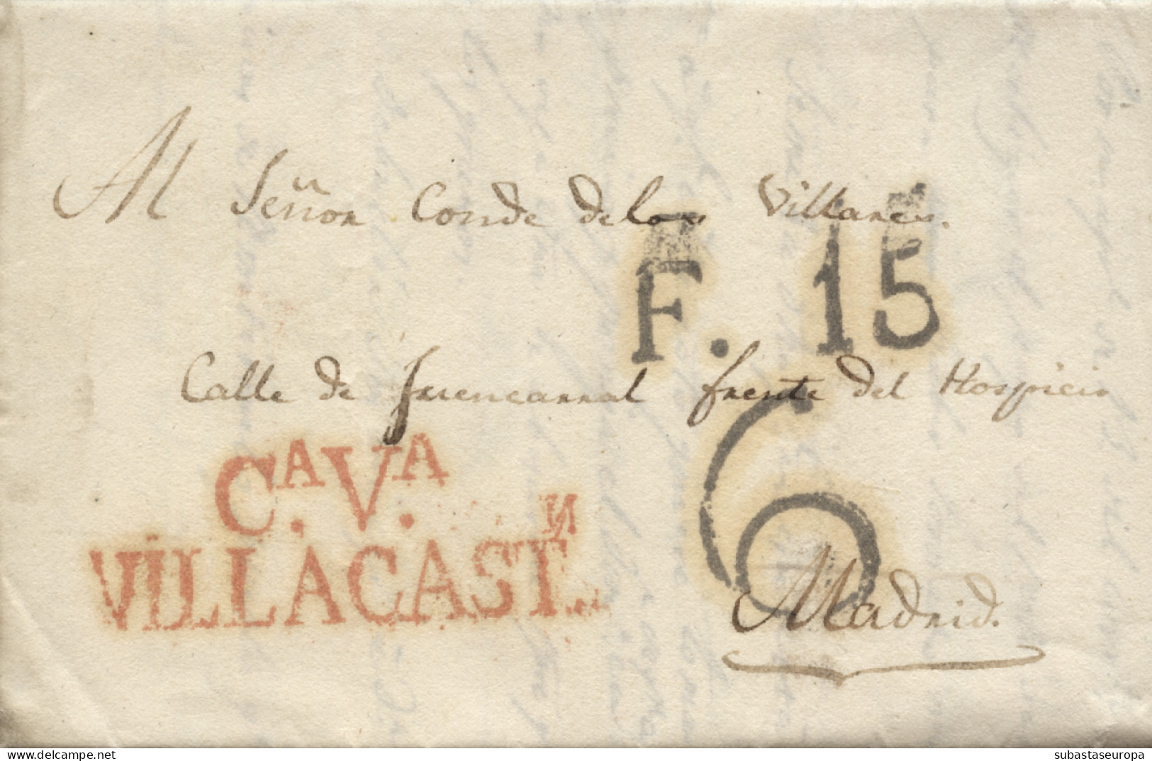 D.P. 14. 1825 (13 FEB). Carta De Villacastín A Madrid. Marca Nº 4R. Lujo. - ...-1850 Vorphilatelie