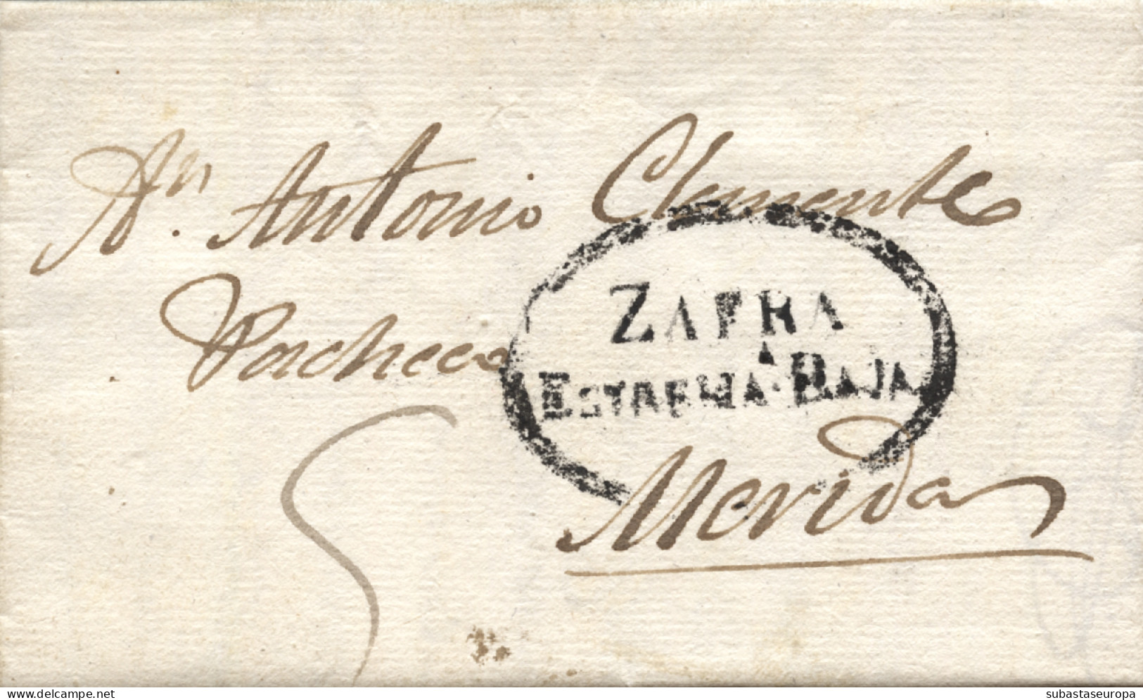 D.P. 13. 1834 (8 DIC). Carta De Zafra A Mérida. Marca Nº 7N. Bonita. - ...-1850 Prephilately