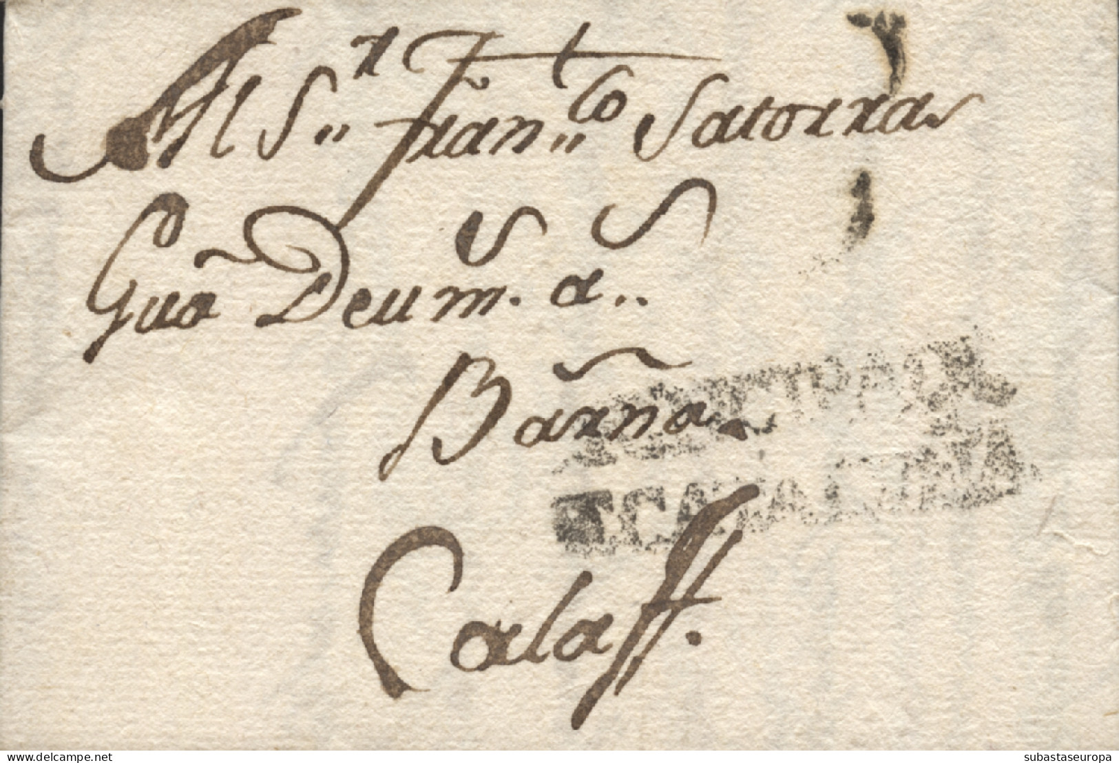D.P. 5. 1790. Carta De Valls A Calaf. Marca Nº 3N. Preciosa Y Muy Rara. - ...-1850 Prefilatelia