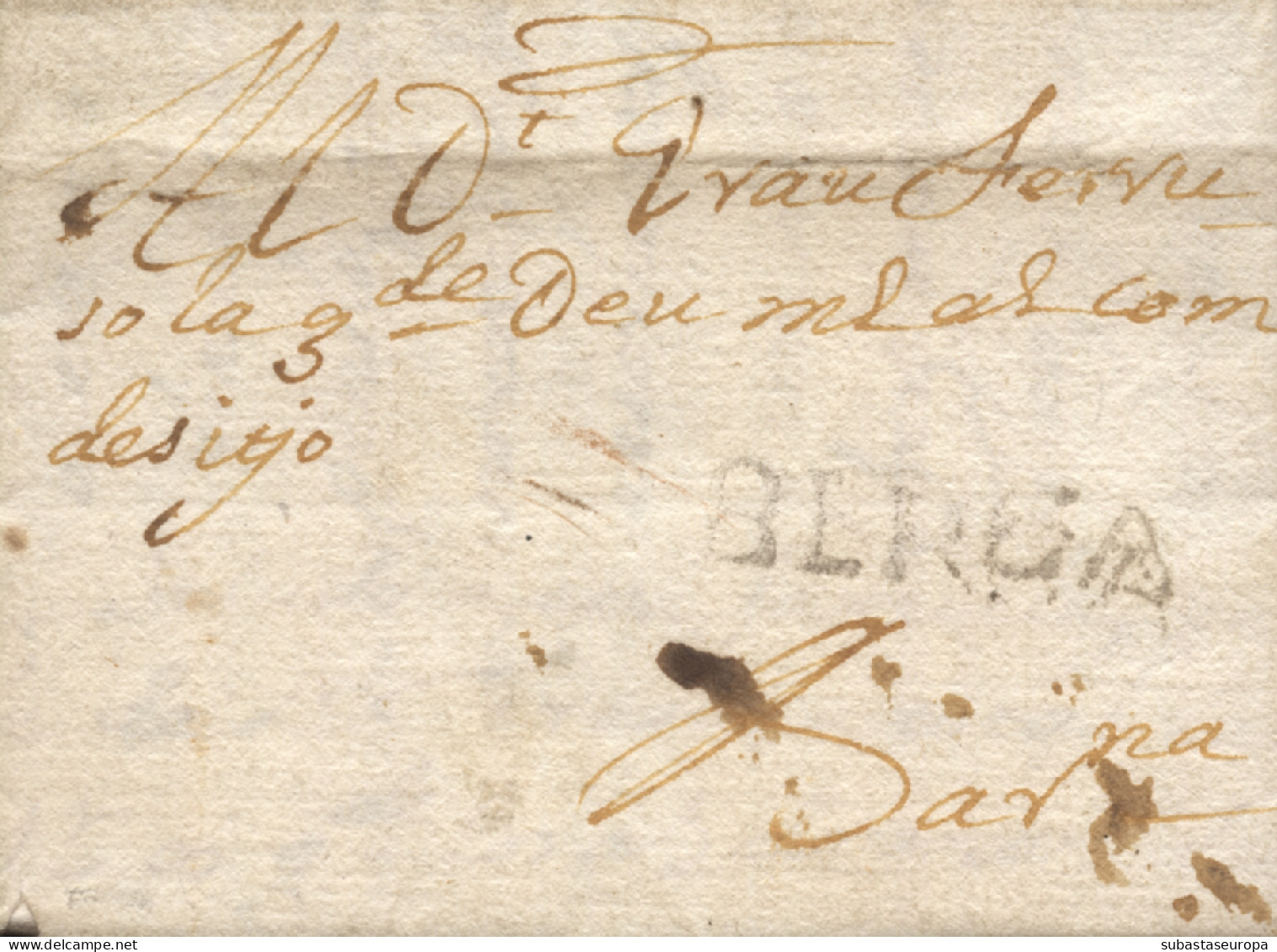 D.P. 5. 1745. Carta De Berga A Barcelona. Marca Nº 1N. Rarísima. - ...-1850 Préphilatélie