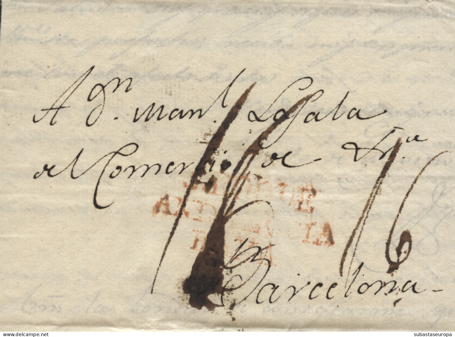D.P. 5. 1817. Carta De Malta A Barcelona, Vía Gibraltar. Muy Raro Origen. - ...-1850 Prefilatelia