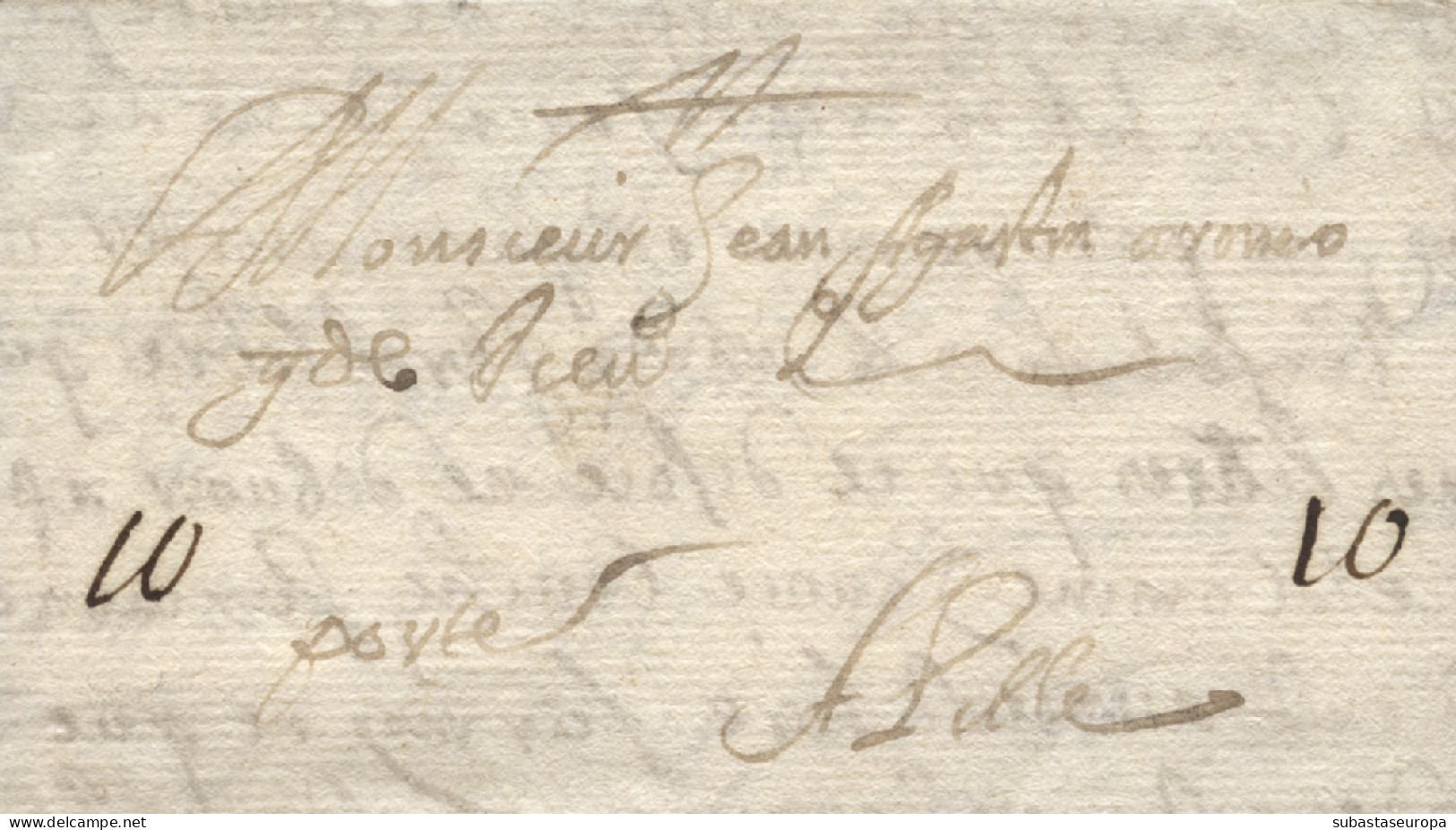 D.P. 1. 1690 (27 DIC). Carta De Madrid A Lille (Francia). Rarísima Pieza Del Siglo XVI. - ...-1850 Préphilatélie