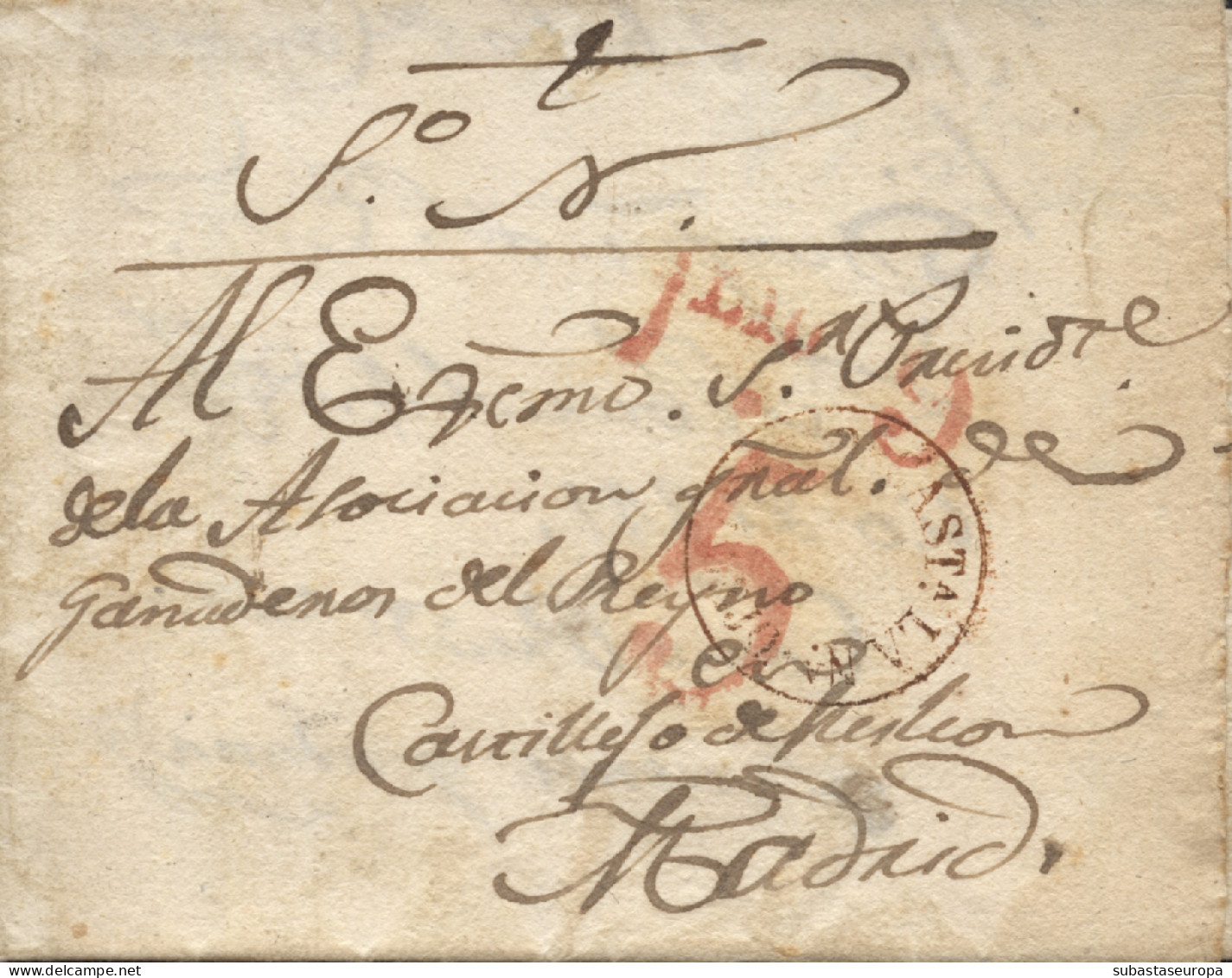 D.P. 1. 1841 (4 JUL). Carta Circulada De Castillejo A Madrid. Marca Nº 1R. - ...-1850 Préphilatélie