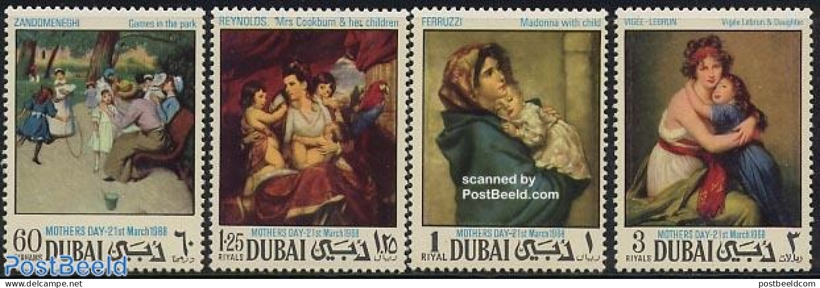 Dubai 1968 Mothers Day, Paintings 4v, Mint NH, Various - Toys & Children's Games - Art - Paintings - Dubai