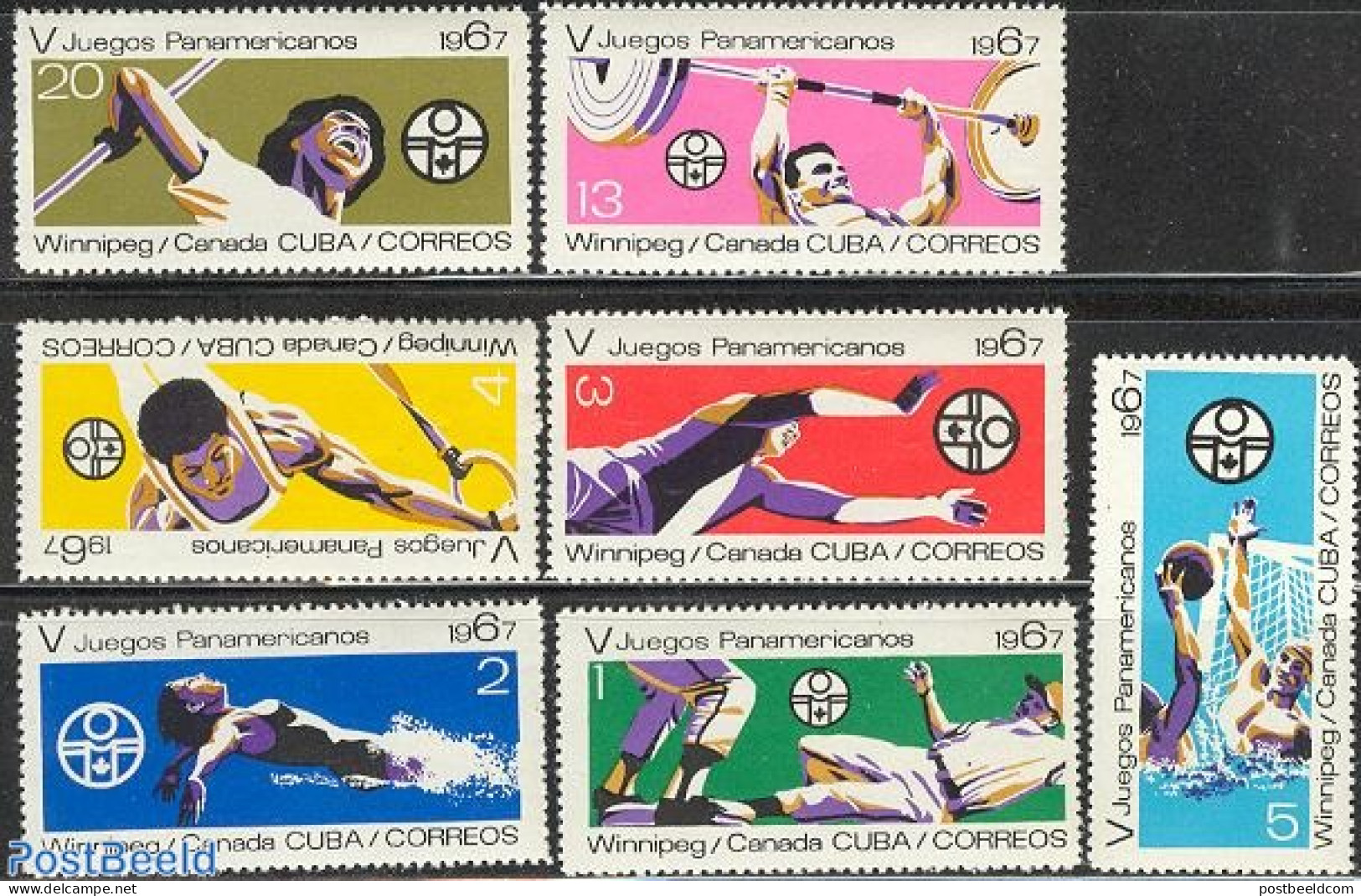 Cuba 1967 Panamerican Games 7v, Mint NH, Sport - Athletics - Baseball - Basketball - Gymnastics - Sport (other And Mix.. - Unused Stamps