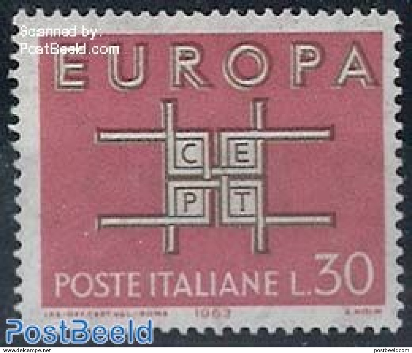 Italy 1963 Europa, 30L, Shifted Brown Print, Mint NH - Other & Unclassified