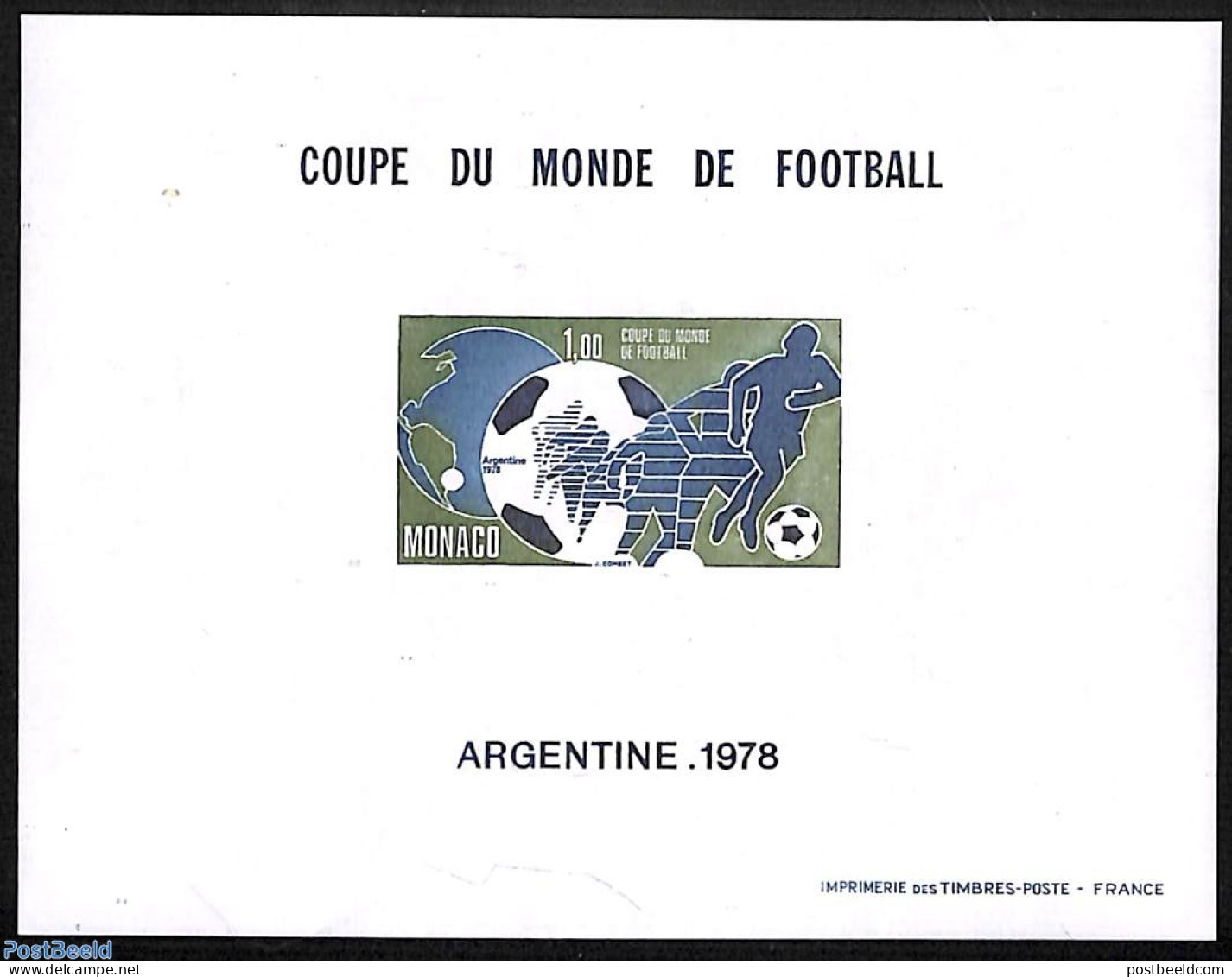 Monaco 1978 World Cup Football S/s Imperforated, Mint NH, Sport - Football - Unused Stamps