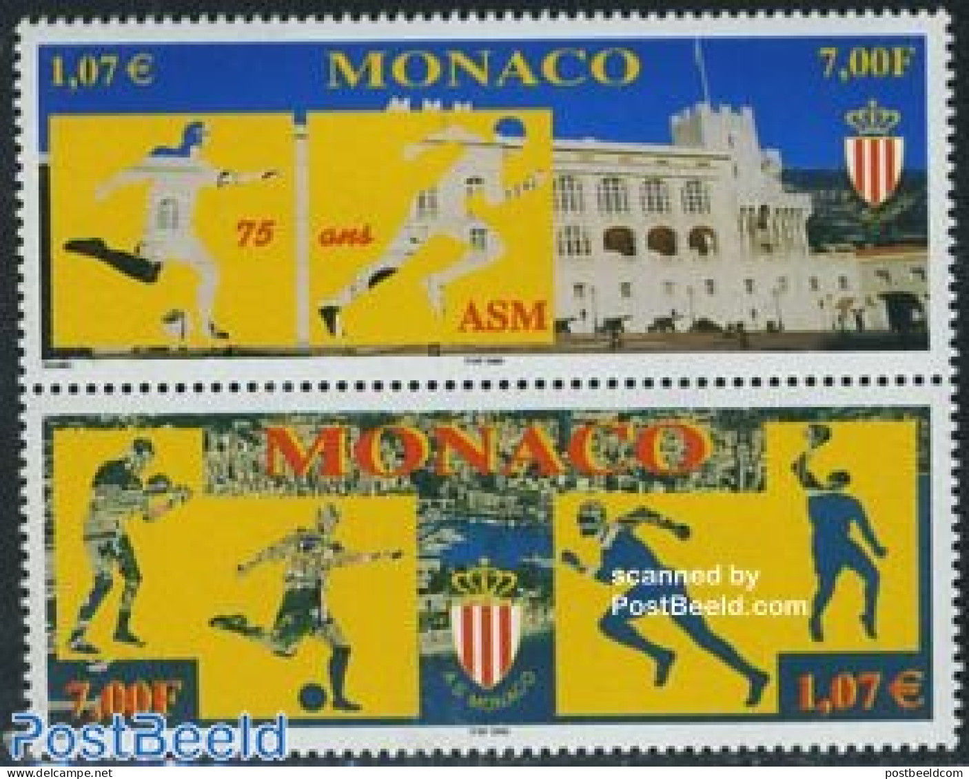 Monaco 1999 AS Monaco 2v [:], Mint NH, Sport - Athletics - Football - Handball - Sport (other And Mixed) - Table Tenni.. - Neufs