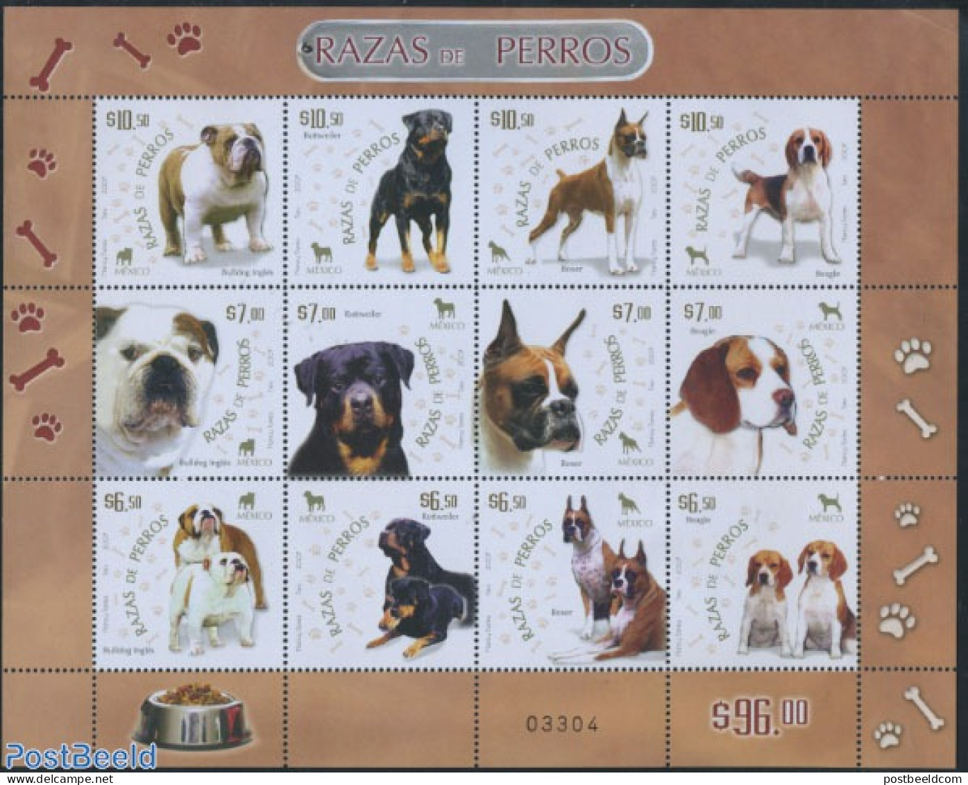 Mexico 2007 Dogs 12v M/s, Mint NH, Nature - Dogs - Mexique