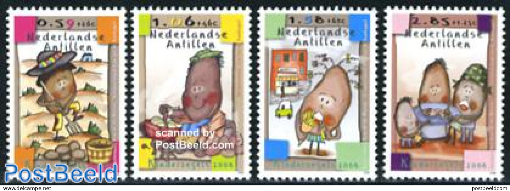 Netherlands Antilles 2008 Child Welfare, Potato Year 4v, Mint NH, Health - Food & Drink - Food
