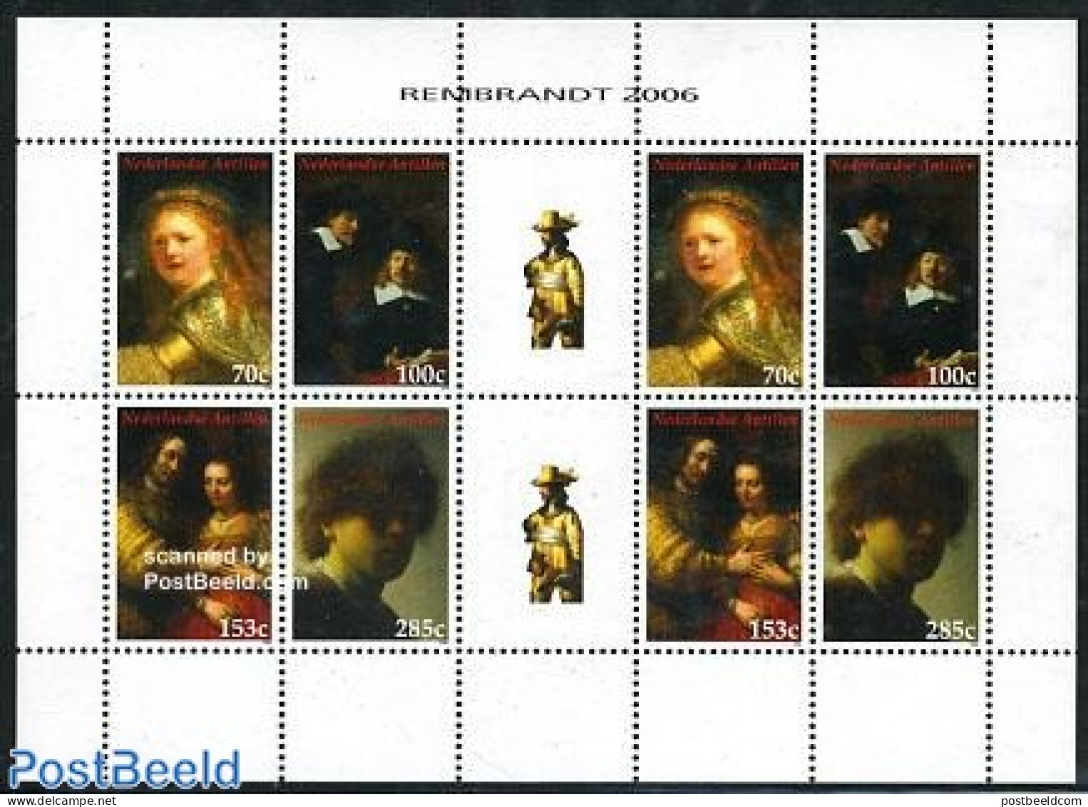 Netherlands Antilles 2006 Rembrandt 2x4v M/s, Mint NH, Art - Paintings - Rembrandt - Autres & Non Classés