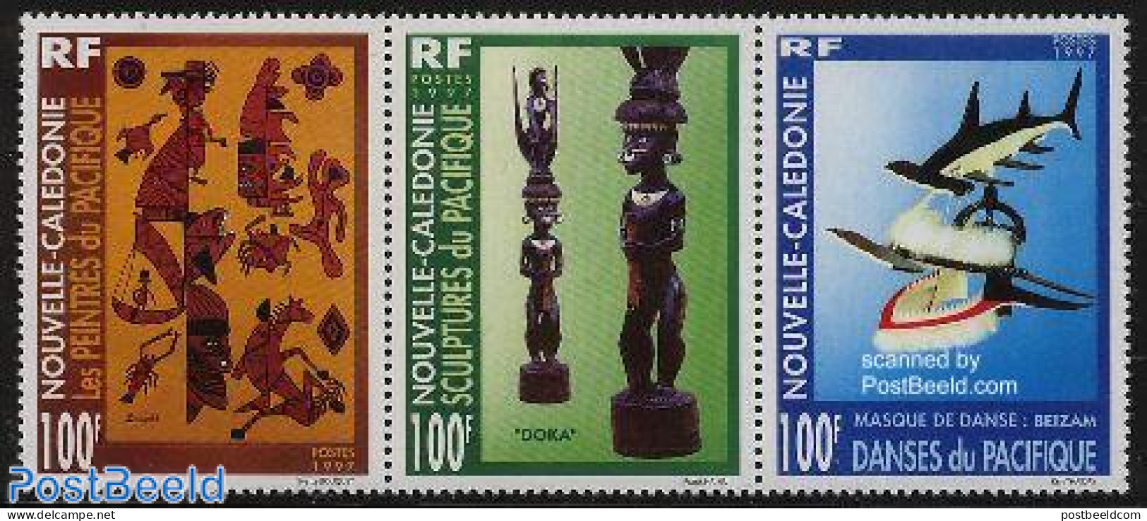 New Caledonia 1997 South Pacific Art 3v [::], Mint NH, Nature - Fish - Art - Sculpture - Unused Stamps