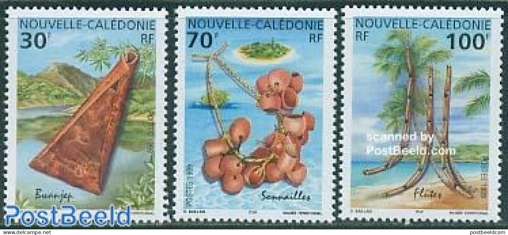 New Caledonia 1999 Music Instruments 3v, Mint NH, Performance Art - Music - Musical Instruments - Unused Stamps