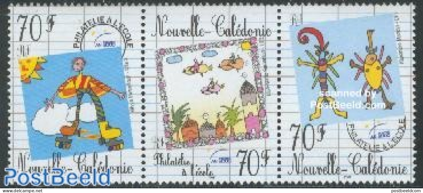 New Caledonia 2000 Philately At School 3v [::], Mint NH, Science - Education - Art - Children Drawings - Unused Stamps