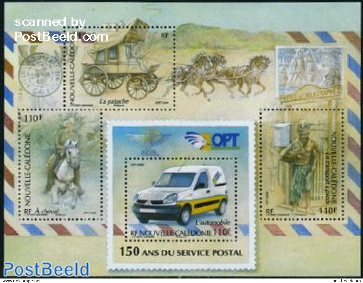 New Caledonia 2009 Postal Transport S/s, Mint NH, Nature - Transport - Horses - Post - Stamps On Stamps - Automobiles .. - Ongebruikt
