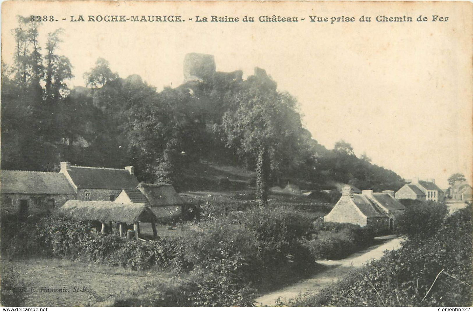 La Roche Maurice , La Ruine Du Chateau   ( Scan Recto Et Verso) - La Roche-Maurice