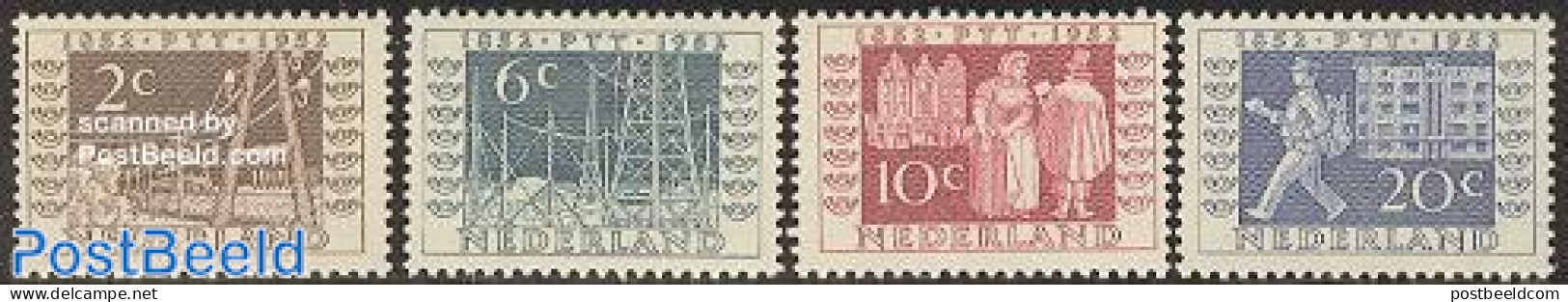 Netherlands 1952 Stamp Centenary, ITEP Exposition 4v, Unused (hinged), Science - Transport - Telecommunication - Post .. - Neufs