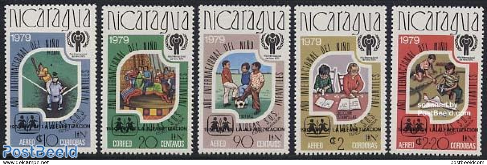 Nicaragua 1980 Reading Year 5v, Mint NH, Science - Sport - Various - Education - Baseball - Football - Fairs - Toys & .. - Baseball