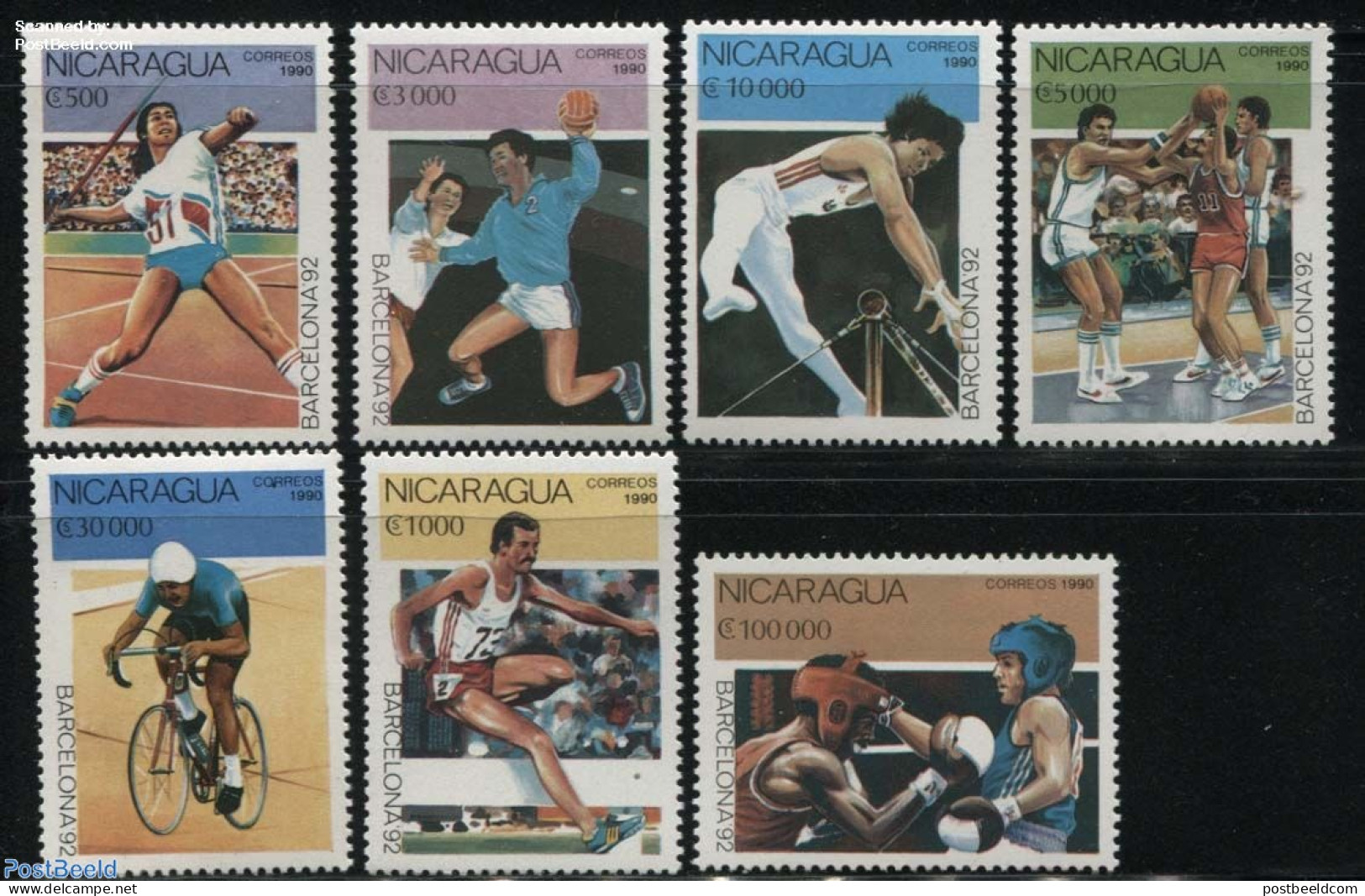 Nicaragua 1990 Olympic Games 7v, Mint NH, Sport - Basketball - Cycling - Handball - Olympic Games - Basket-ball