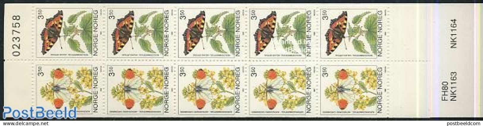 Norway 1993 Butterflies Booklet, Mint NH, Nature - Butterflies - Flowers & Plants - Stamp Booklets - Unused Stamps