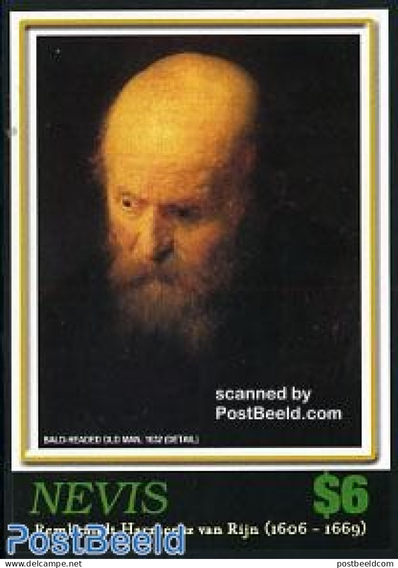 Nevis 2006 Rembrandt S/s, Bald Headed Old Man, Mint NH, Art - Paintings - Rembrandt - St.Kitts-et-Nevis ( 1983-...)