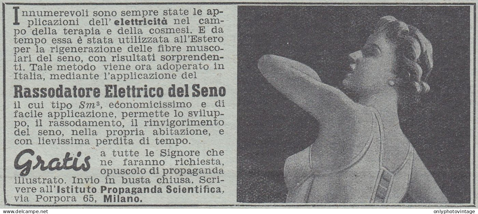 Rassodatore Elettrico Del Seno - Pubblicità D'epoca - 1938 Old Advertising - Publicités