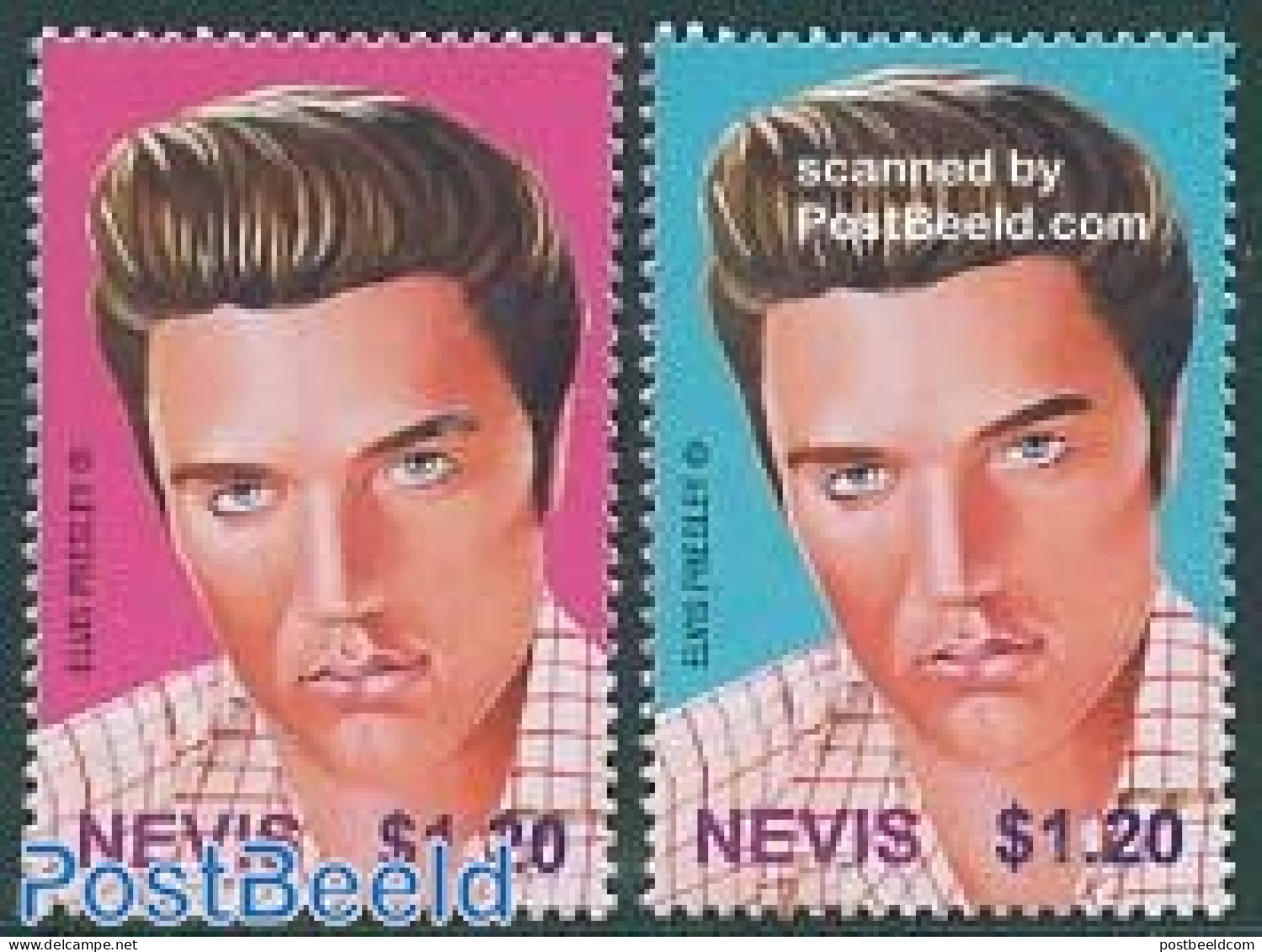 Nevis 2004 Elvis Presley 2v, Mint NH, Performance Art - Elvis Presley - Music - Popular Music - Elvis Presley