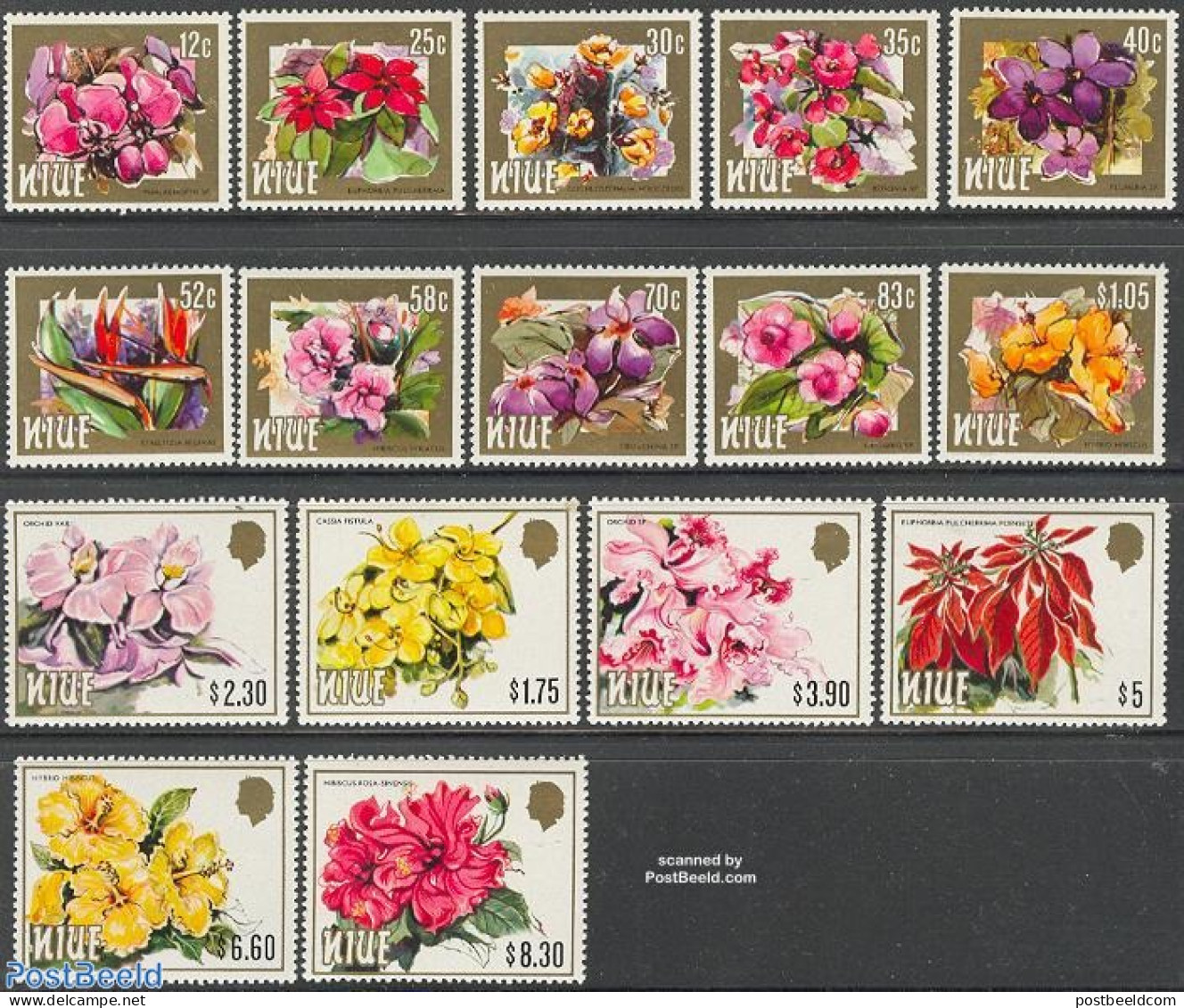 Niue 1984 Flowers 16v, Mint NH, Nature - Flowers & Plants - Niue