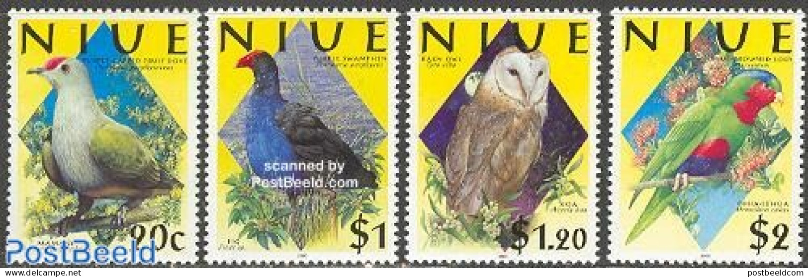 Niue 2000 Birds 4v, Mint NH, Nature - Birds - Birds Of Prey - Owls - Parrots - Niue