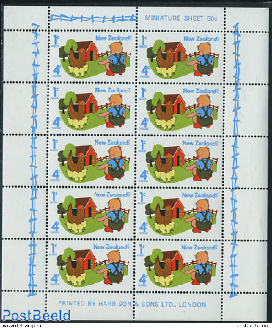 New Zealand 1975 Children Health M/s, Mint NH, Health - Nature - Health - Poultry - Unused Stamps