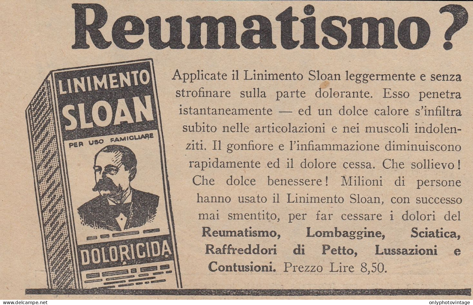 Linimento SLOAN - Pubblicità D'epoca - 1931 Vintage Advertising - Pubblicitari