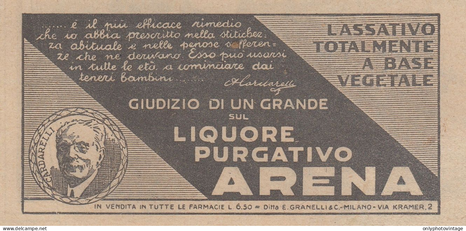 Liquore Purgativo ARENA - Pubblicità D'epoca - 1931 Vintage Advertising - Pubblicitari