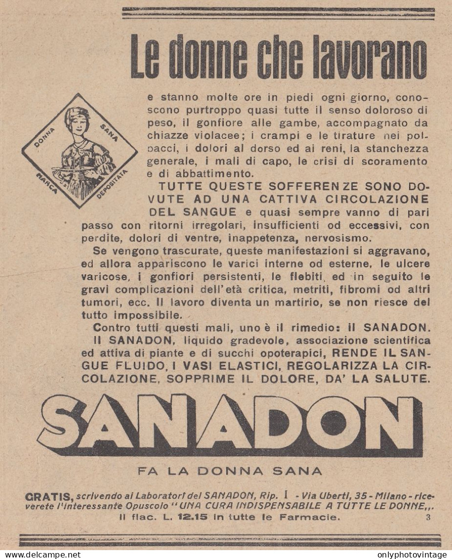 Sanadon - Pubblicità D'epoca - 1931 Vintage Advertising - Advertising