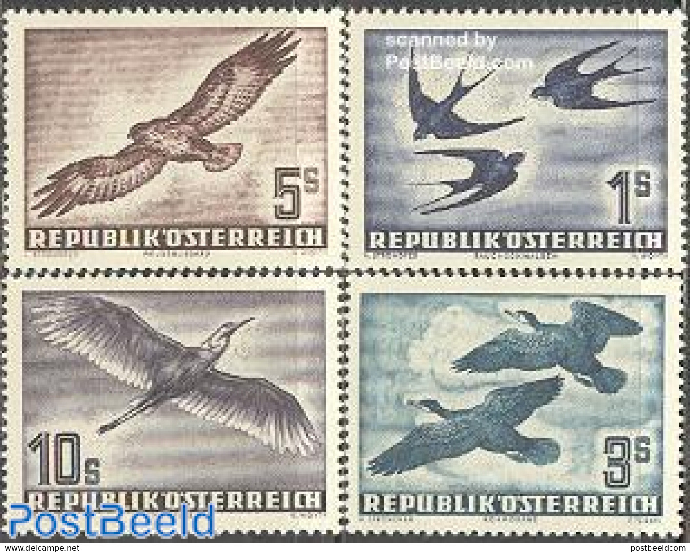 Austria 1953 Airmail, Birds 4v, Unused (hinged), Nature - Birds - Birds Of Prey - Neufs