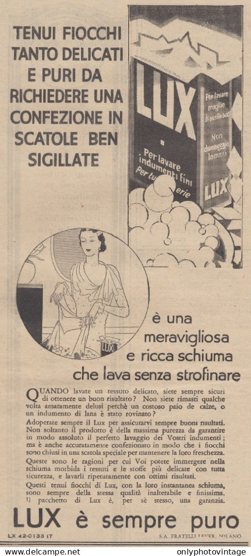 Detersivo LUX - Pubblicità D'epoca - 1931 Vintage Advertising - Advertising