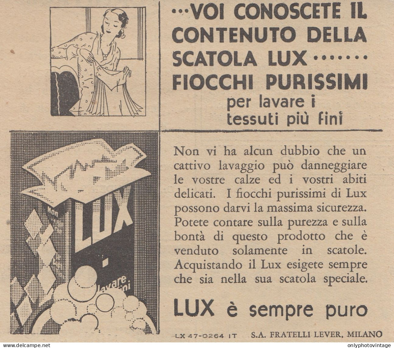 Detersivo LUX - Pubblicità D'epoca - 1931 Vintage Advertising - Advertising