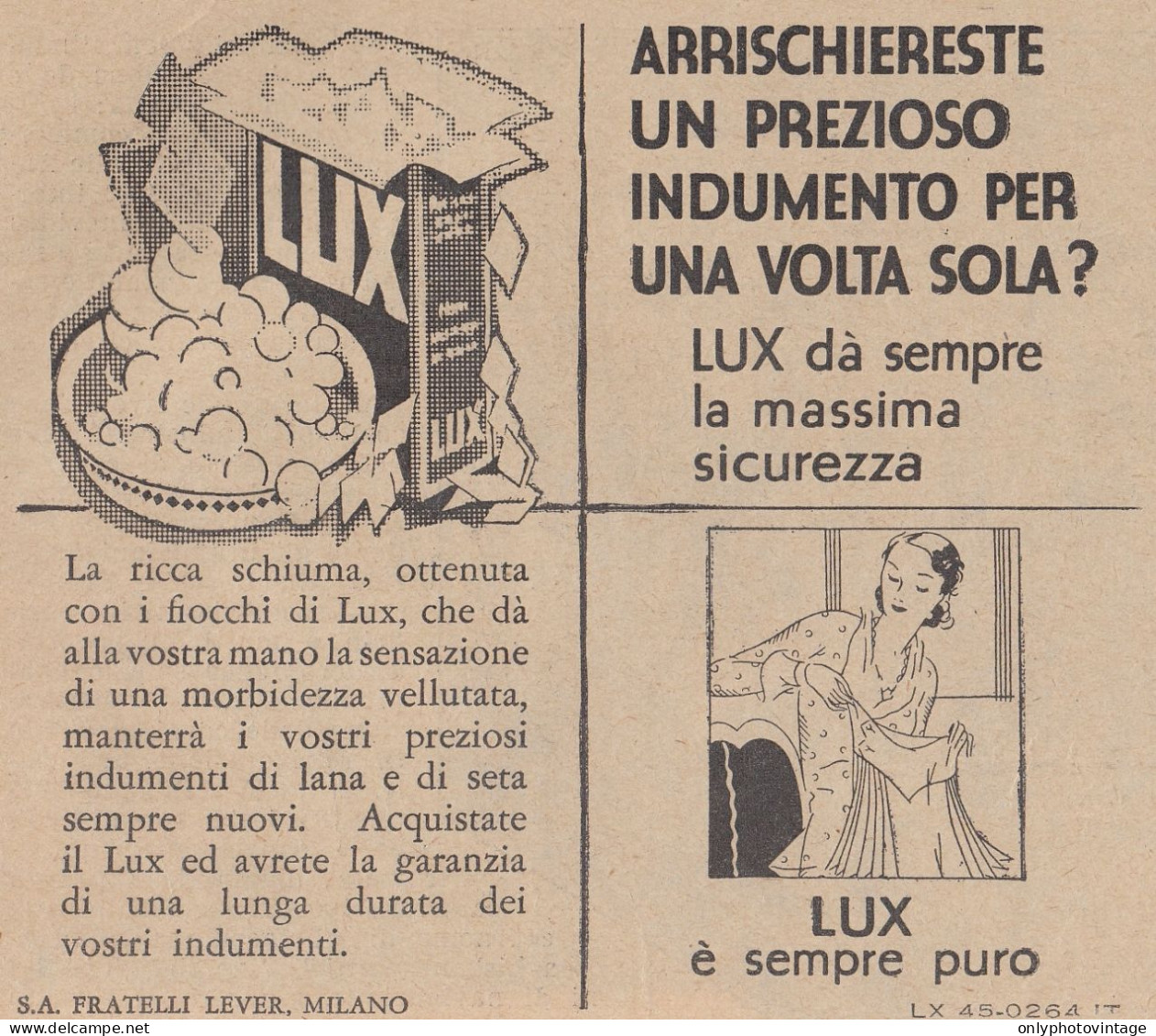 Detersivo LUX - Pubblicità D'epoca - 1931 Vintage Advertising - Advertising