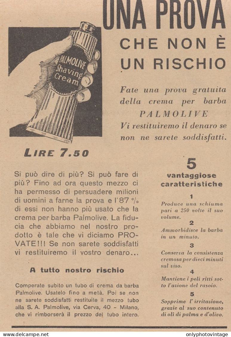 Shaving Cream PALMOLIVE - Pubblicità D'epoca - 1931 Vintage Advertising - Advertising