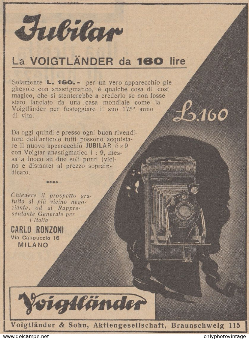 Apparecchio Fotografico Jubilar VOIGTLANDER - Pubblicità D'epoca - 1931 Ad - Publicités