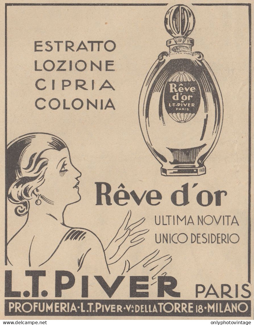 Reve D'Or - L.T. Piver Paris - Pubblicità D'epoca - 1931 Old Advertising - Advertising