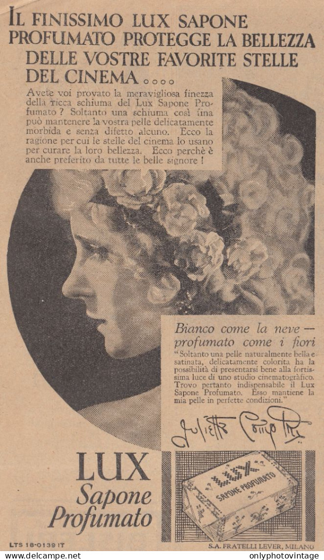 Sapone Profumato LUX - Pubblicità D'epoca - 1931 Vintage Advertising - Advertising