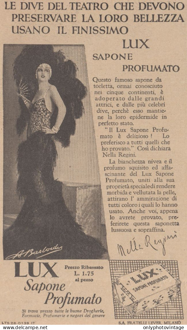 Sapone Profumato LUX - Nella Regini - Pubblicità D'epoca - 1931 Vintage Ad - Publicités